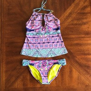 Jessica Simpson bikini tankini M pantie L set EUC